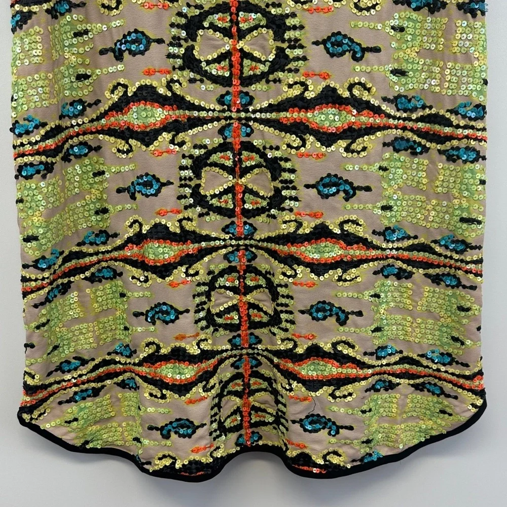 Rapsodia Sequin Kaleidoscope Print Racerback Tank Mini Dress XS